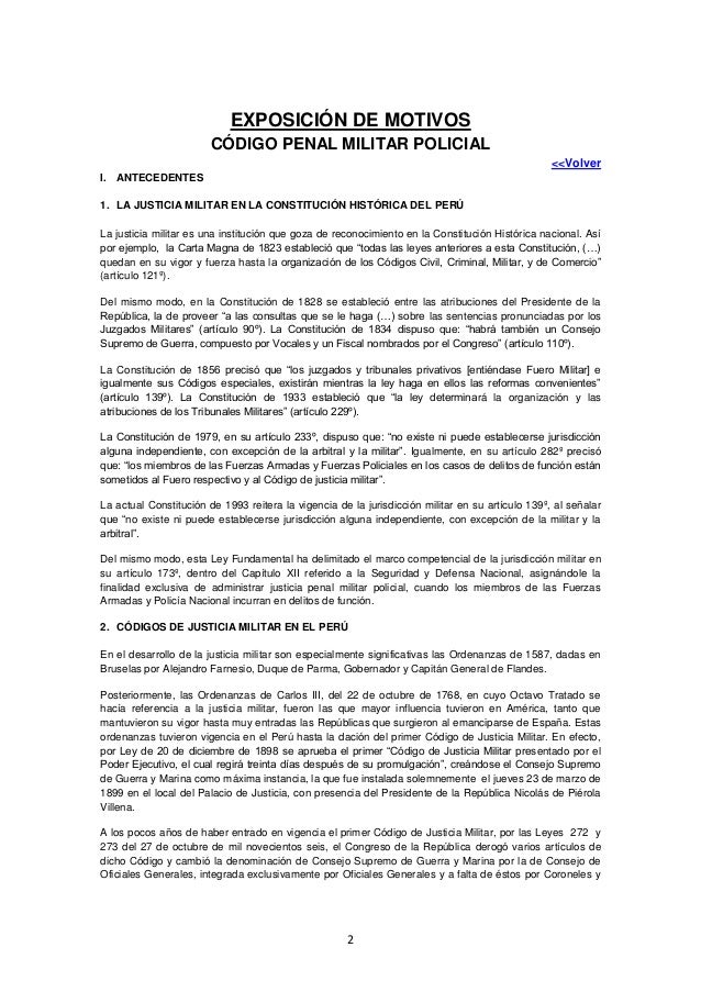 Codigo penal militar, Peruano